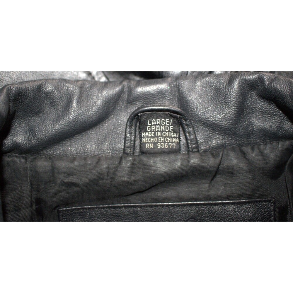 Jacqueline‎ Ferrar Womens Size Large Black Leather Full Zip Jacket Coat Y2K - Picture 11 of 12